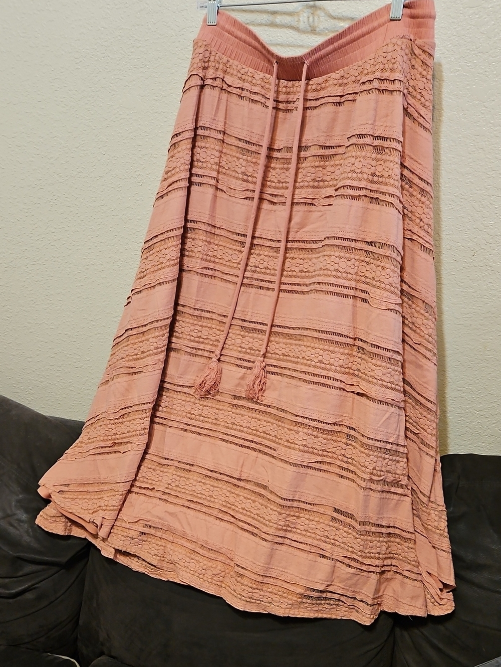 torrid Blush Pink Tiered Maxi Skirt with Tassel Drawstring